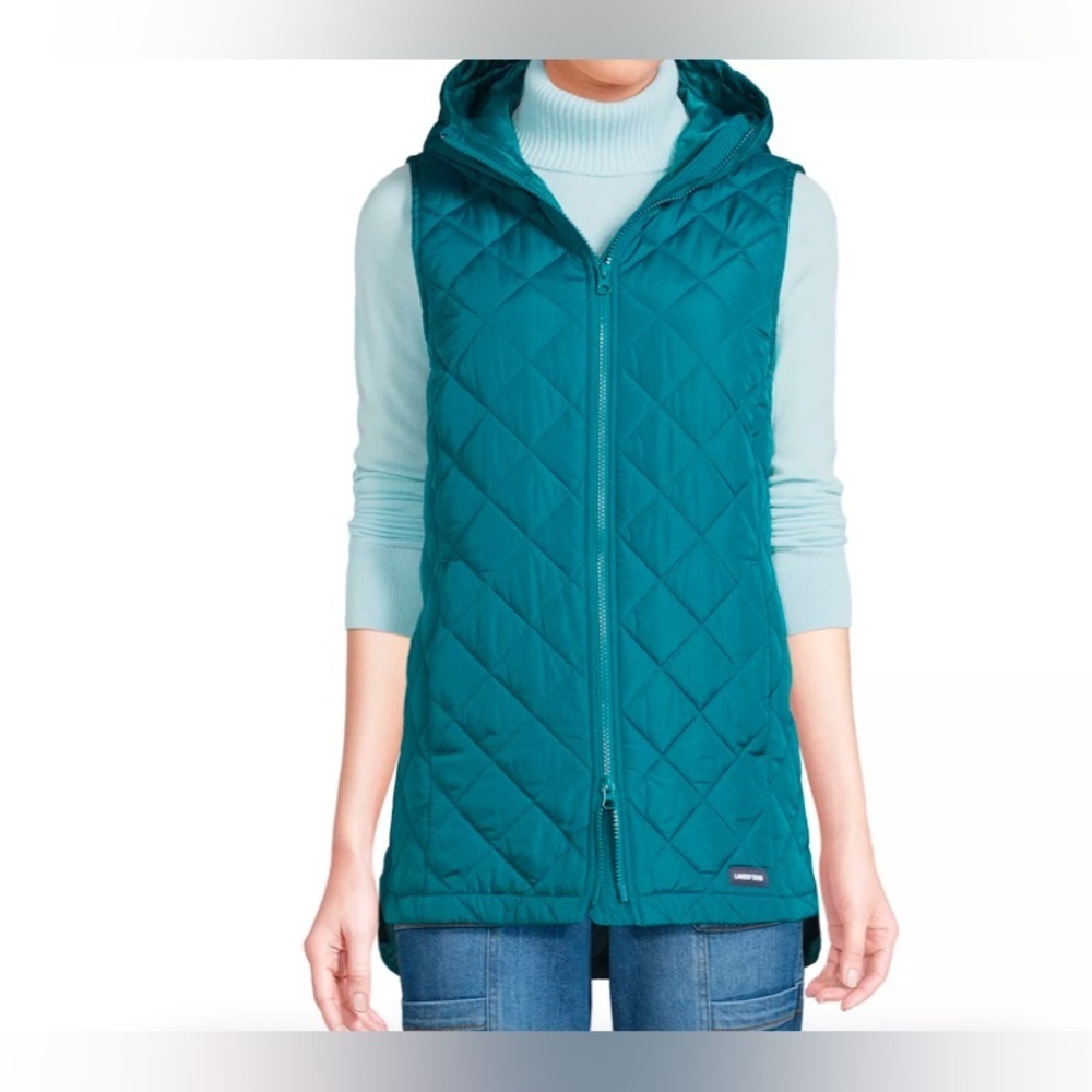 Lands’ End Featherfree Insulated Quilted Hooded Puffer Vest size L/T (14-16)